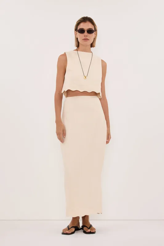 LELA SANDSTONE LINEN CROP TOP made by Dissh