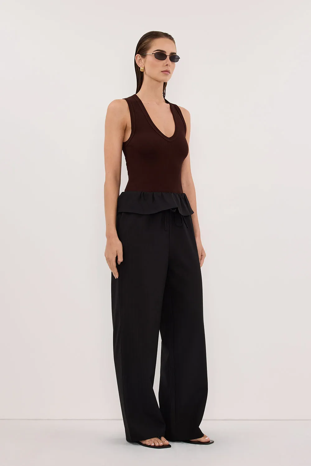 YASMIN BURNT CHOC SLEEVELESS KNIT TANK sold by Dissh product image thumbnail 3