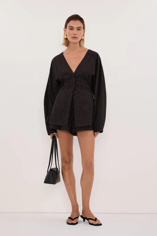 TOVA INK CHECK FITTED SHIRT made by Dissh