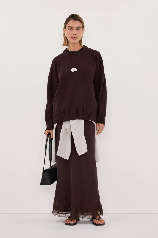 MILA CHOCOLATE CREW NECK KNIT JUMPER sold by Dissh