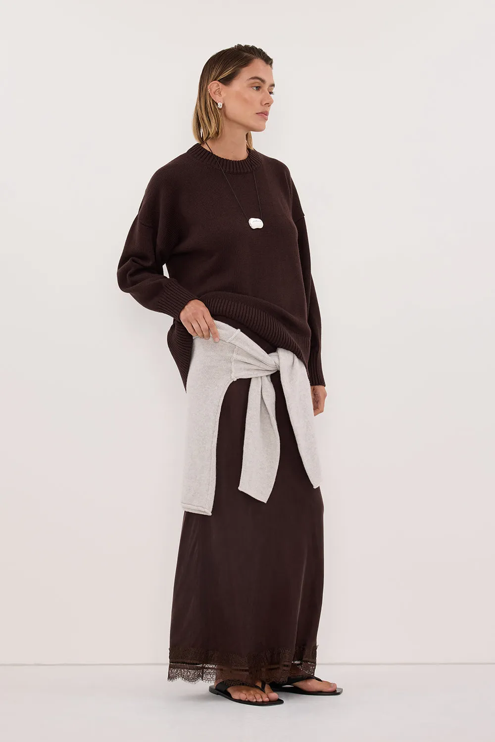 MILA CHOCOLATE CREW NECK KNIT JUMPER sold by Dissh product image thumbnail 3