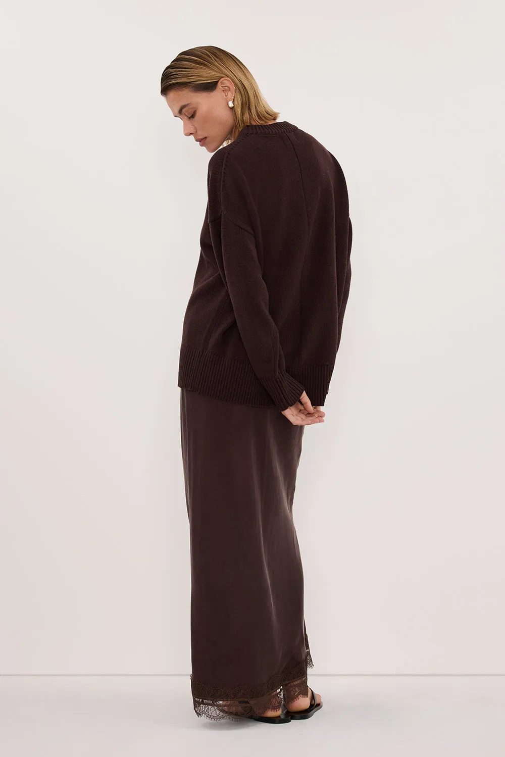 MILA CHOCOLATE CREW NECK KNIT JUMPER sold by Dissh product image thumbnail 4