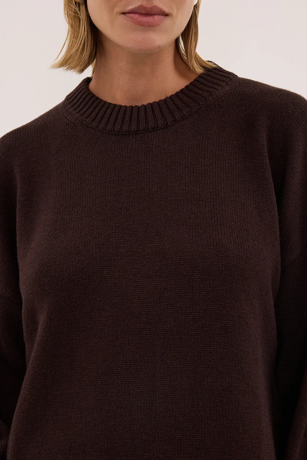 MILA CHOCOLATE CREW NECK KNIT JUMPER sold by Dissh product image thumbnail 5