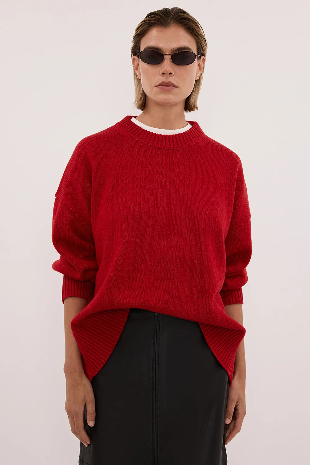 MILA BURNT RED CREW NECK KNIT JUMPER sold by Dissh product image thumbnail 3