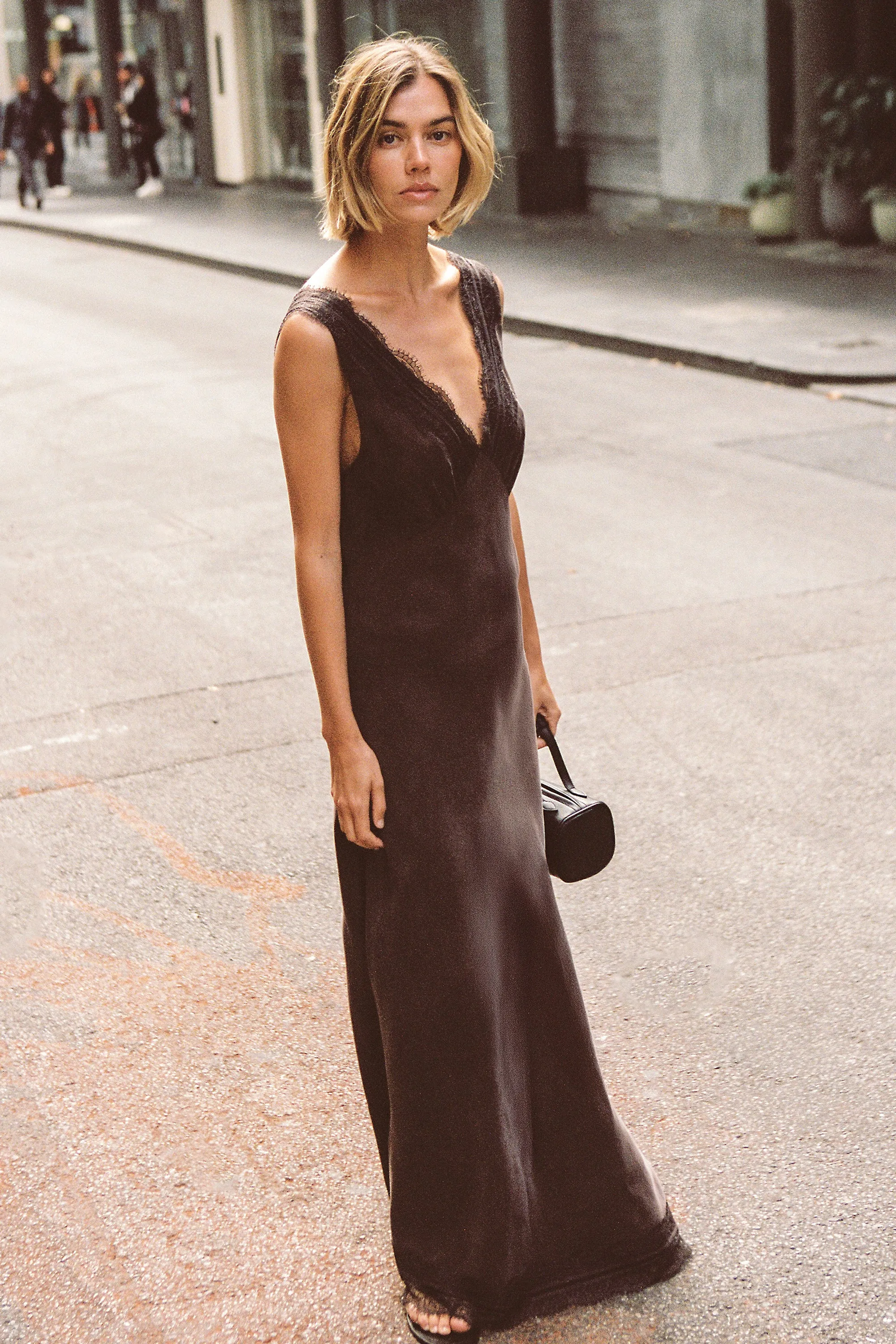 ANDREA PLUM CHOC CUPRO MIDI DRESS sold by Dissh