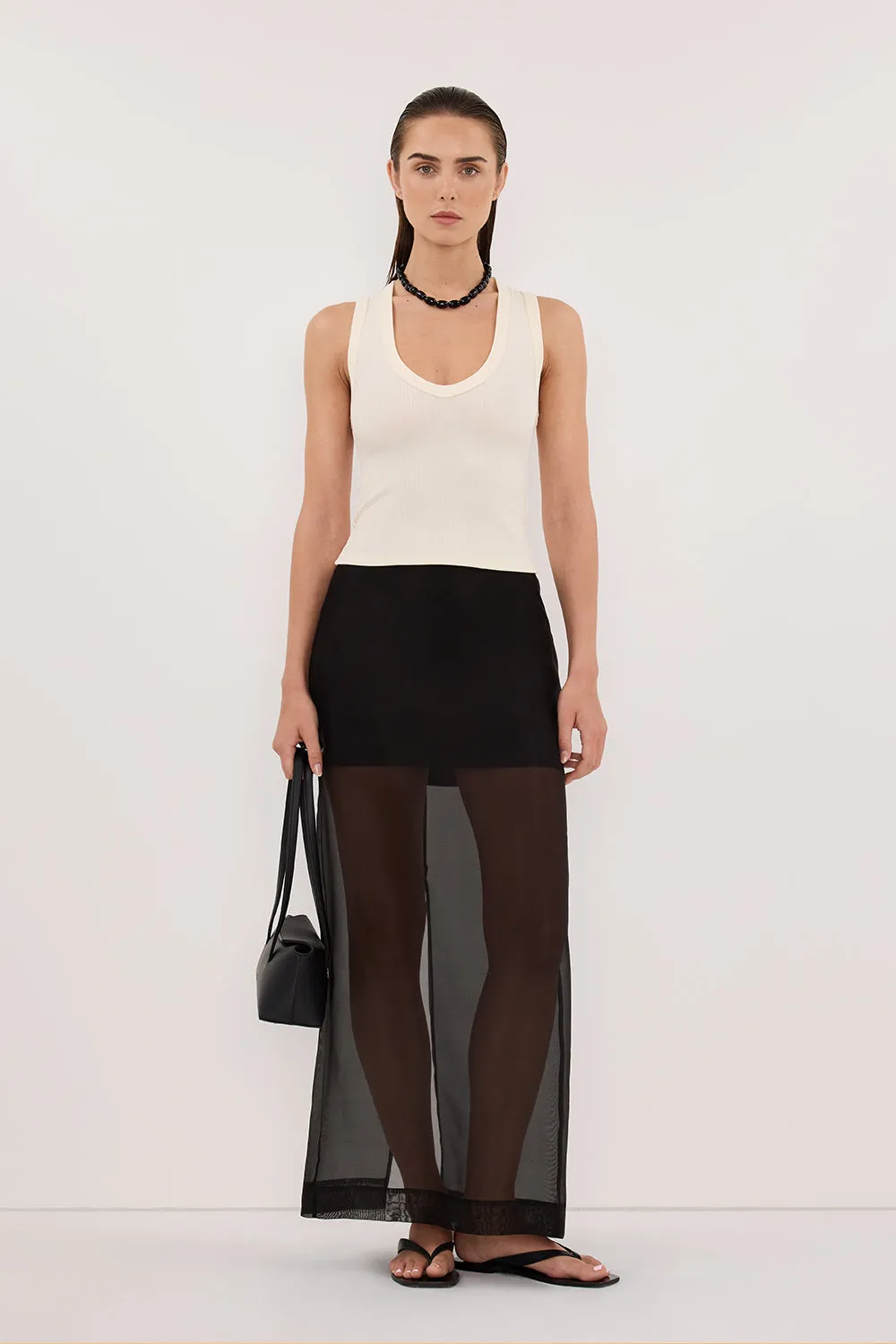 YASMIN STRAW SLEEVELESS KNIT TANK TOP sold by Dissh