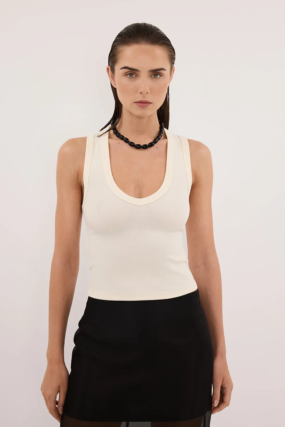 YASMIN STRAW SLEEVELESS KNIT TANK TOP sold by Dissh product image thumbnail 2