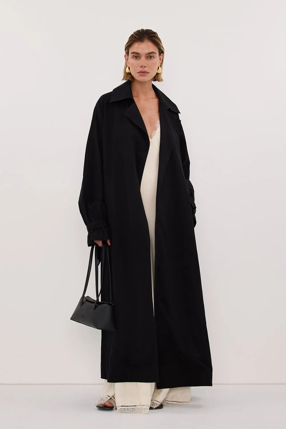 NINA BLACK LIGHTWEIGHT TRENCH COAT sold by Dissh