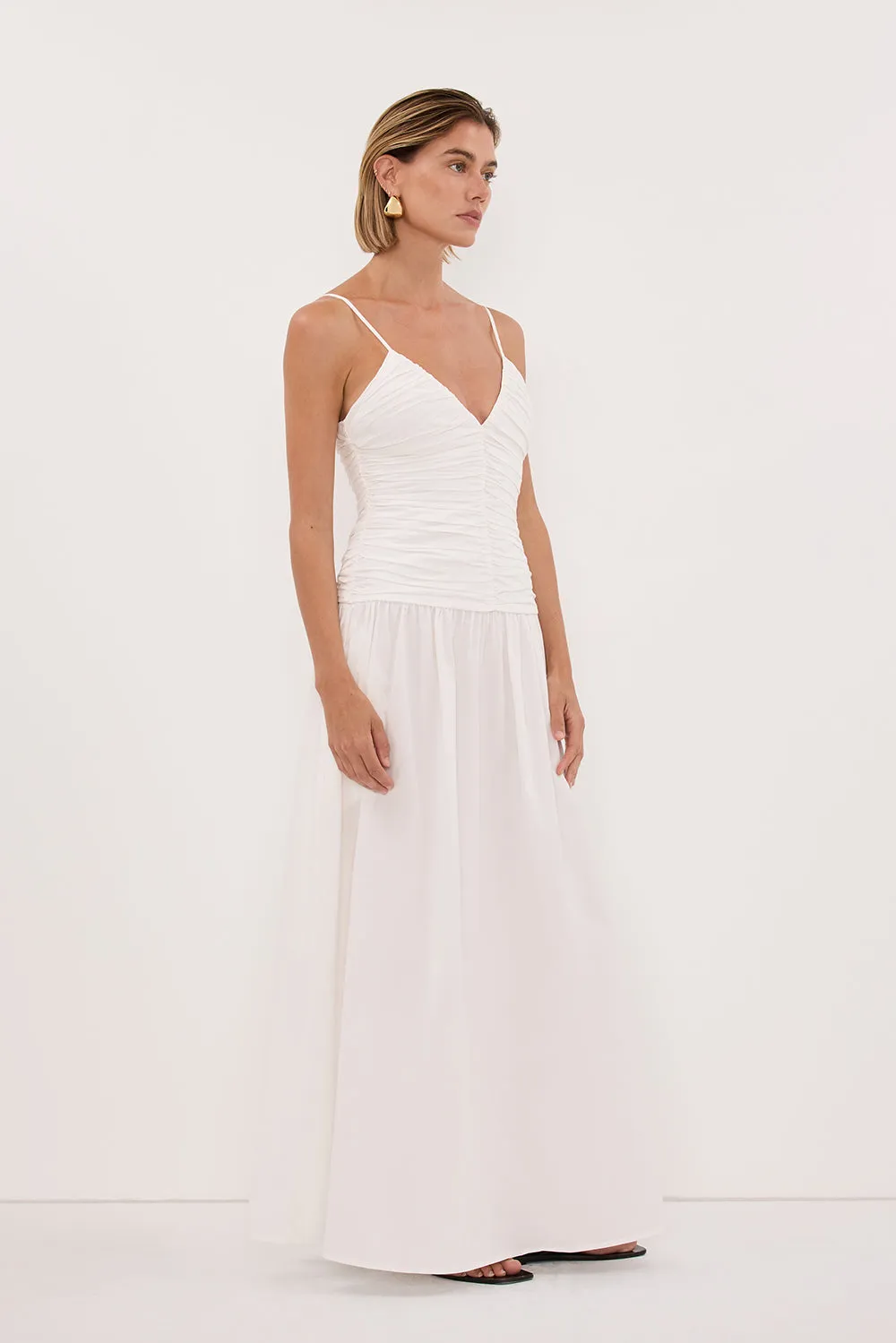 ALEXIA WHITE COTTON MIDI DRESS sold by Dissh product image thumbnail 4