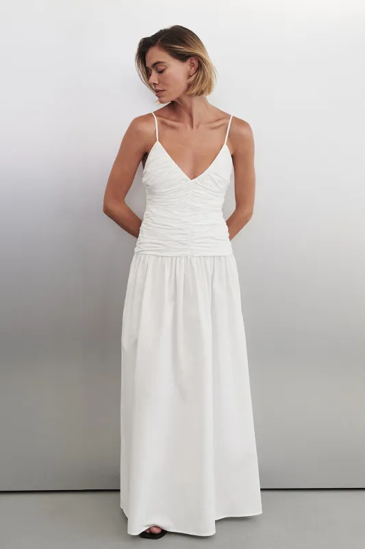 ALEXIA WHITE COTTON MIDI DRESS sold by Dissh