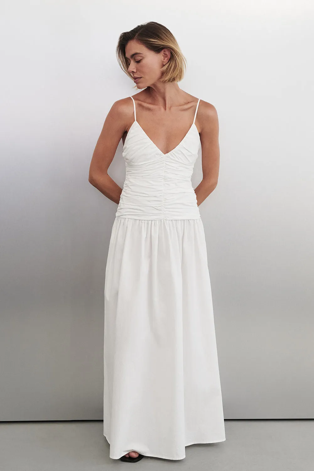 ALEXIA WHITE COTTON MIDI DRESS sold by Dissh