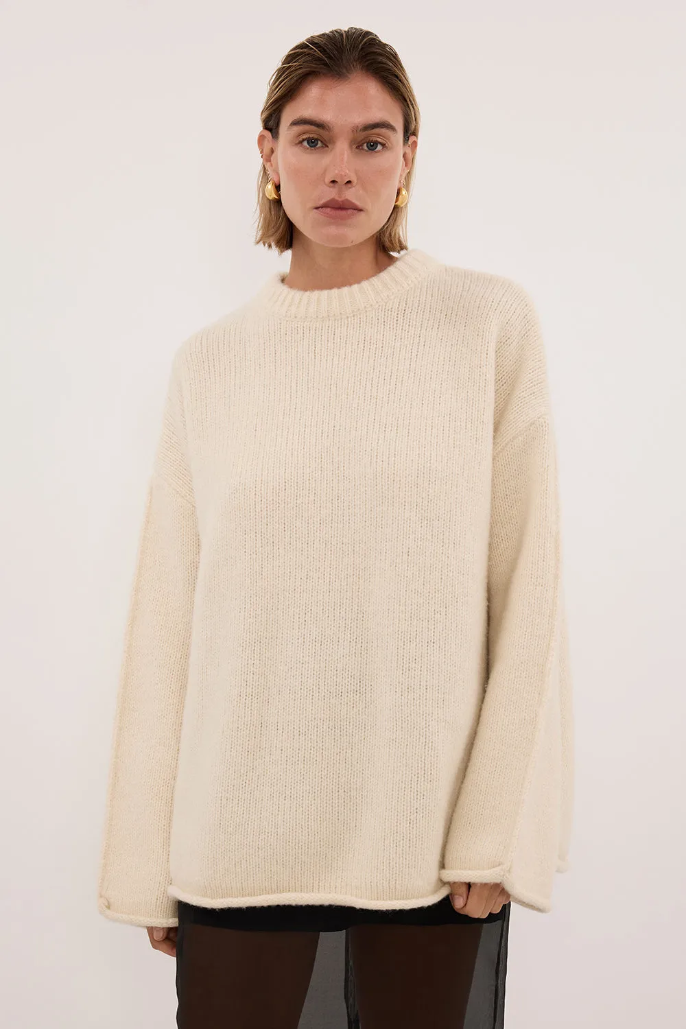 MILLY CREAM CREW NECK KNIT JUMPER sold by Dissh product image thumbnail 3