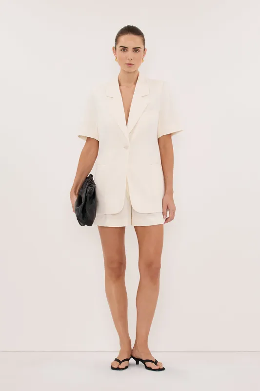 JORDY CREAM SHORT SLEEVE BLAZER made by Dissh