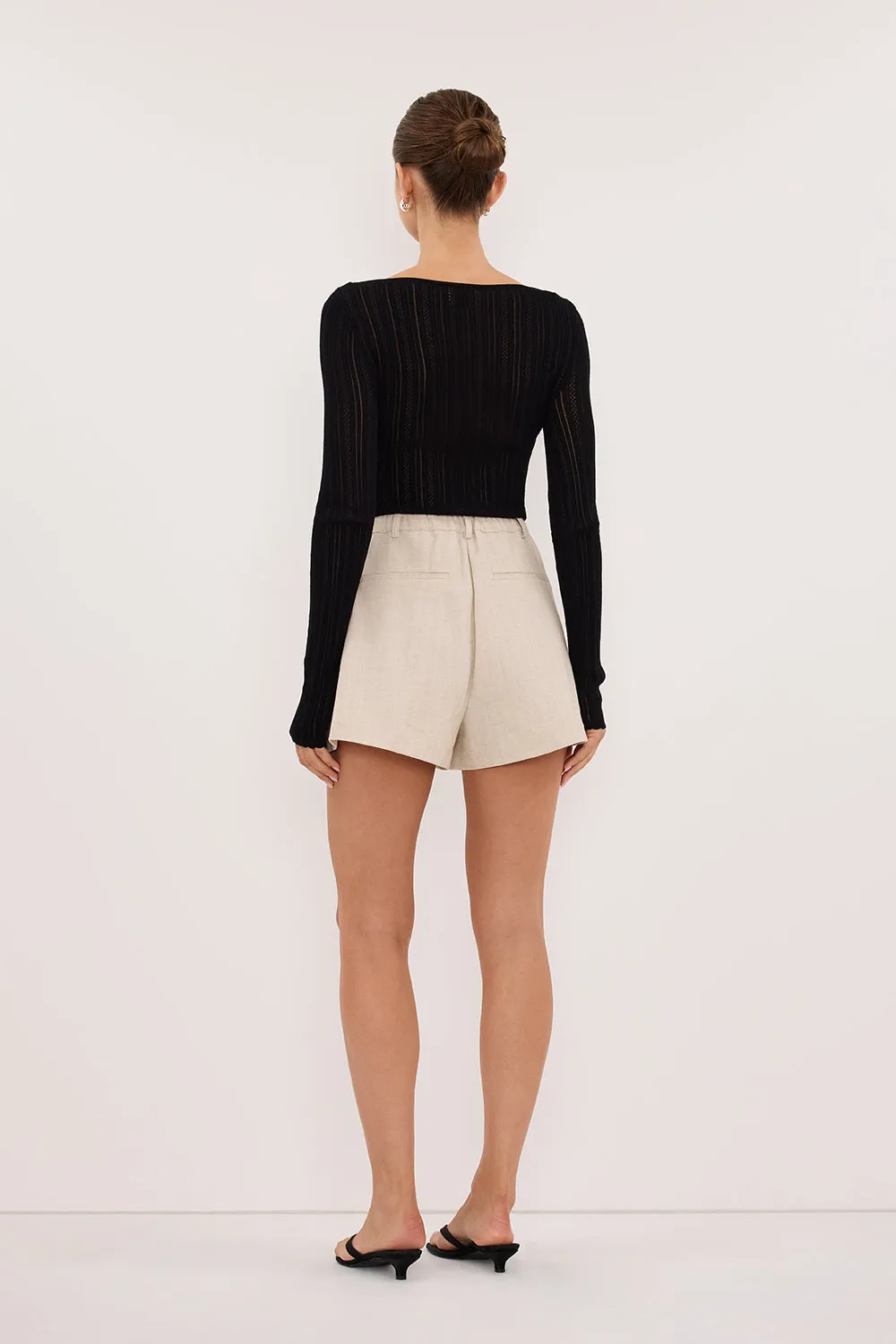 ELENA BLACK POINTELLE LONG SLEEVE KNIT TOP sold by Dissh product image thumbnail 4