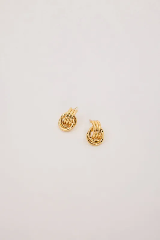 HEAVEN MAYHEM MICRO KNOT EARRING GOLD sold by Dissh