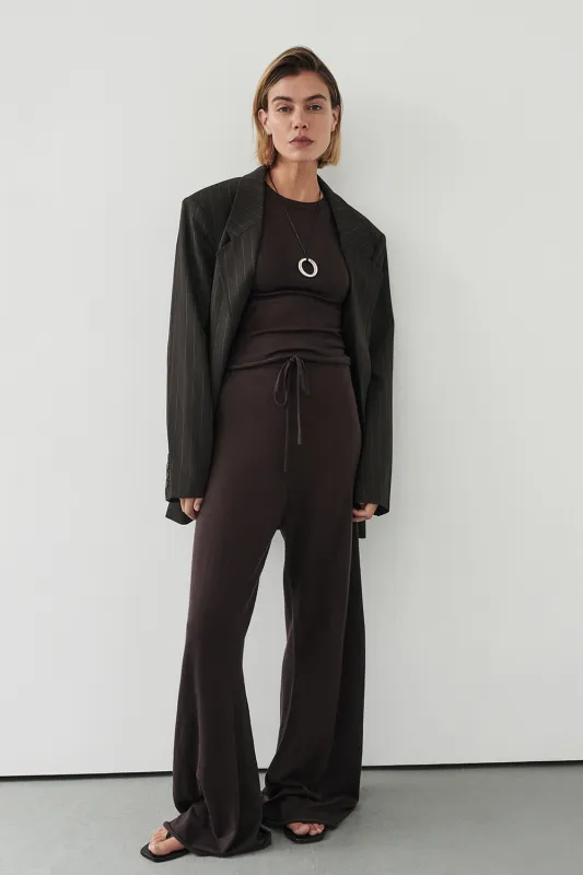 DUKE BITTER CHOC MERINO KNIT PANTS made by Dissh