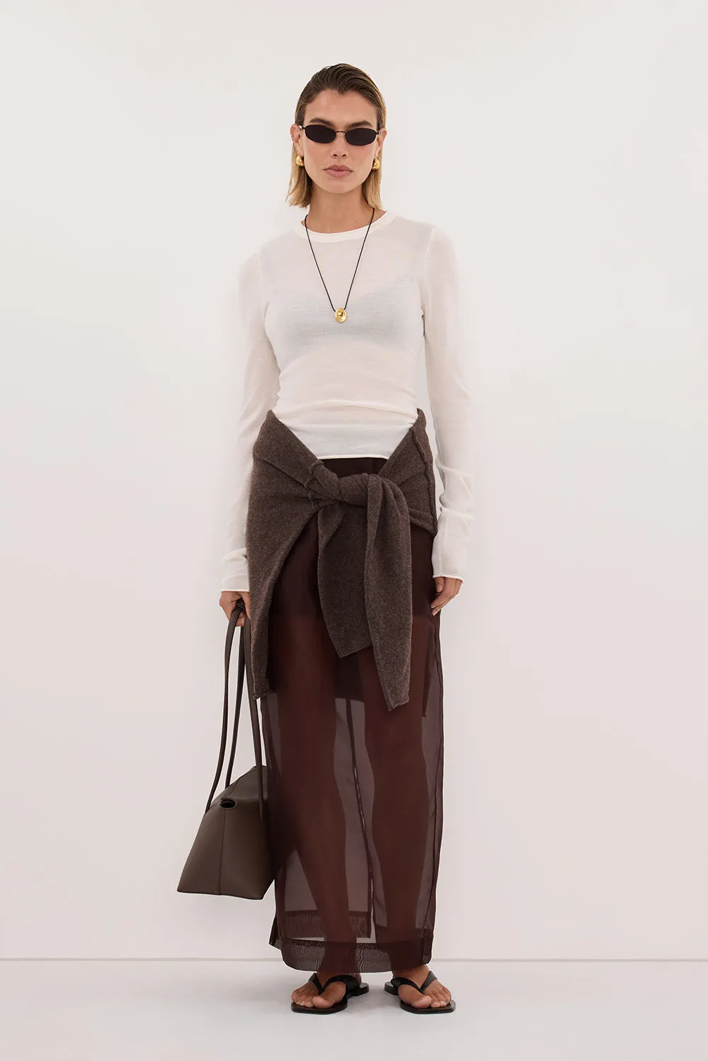 DUKE OFF WHITE LONG SLEEVE MERINO KNIT TOP sold by Dissh