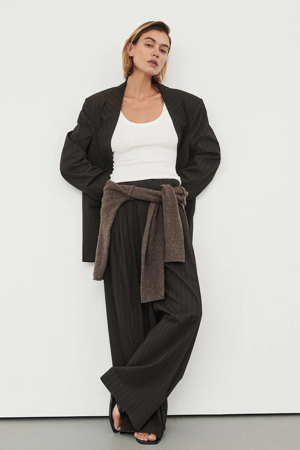 SIAN PEAT CHOC TAILORED WIDE PANT sold by Dissh