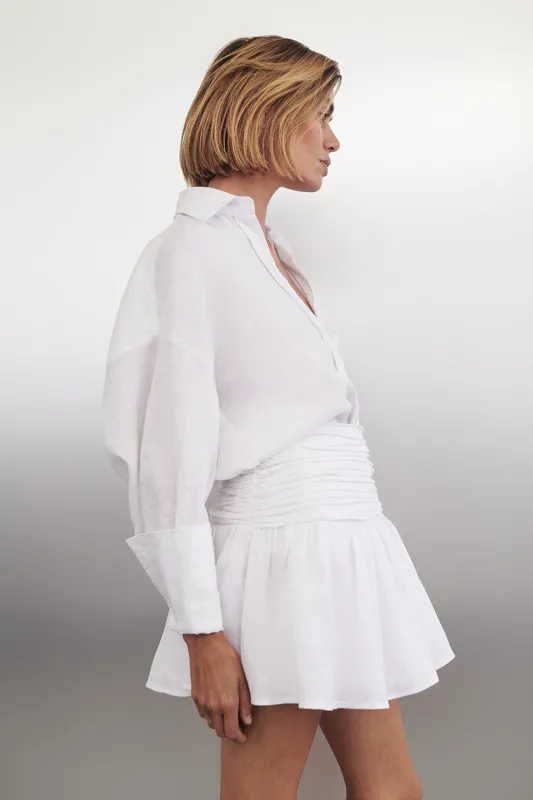 CATANIA WHITE LINEN MINI SKIRT made by Dissh