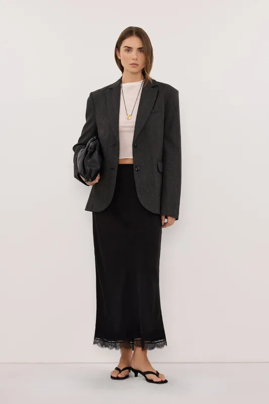 SOFIA DARK GREY OVERSIZED TEXTURED BLAZER made by Dissh