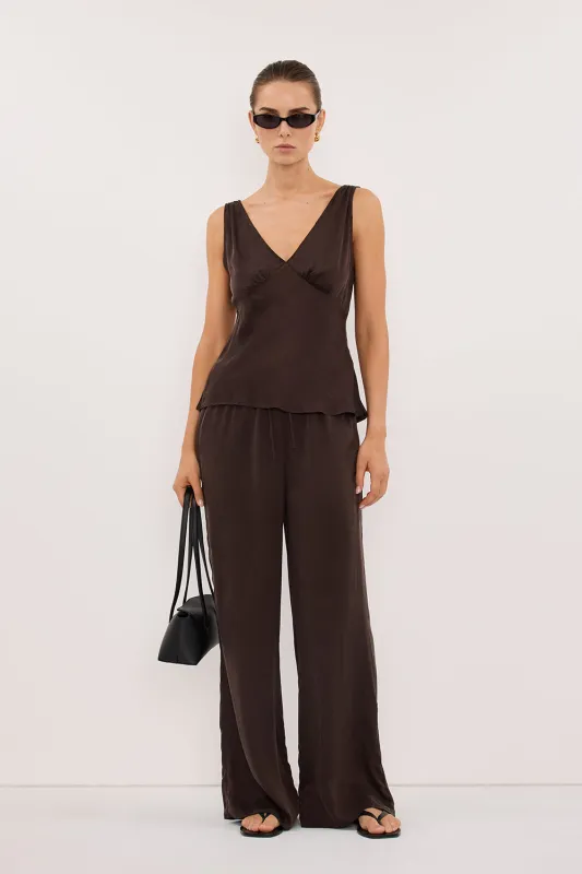 PIPPA BITTER CHOC SILK PANT made by Dissh