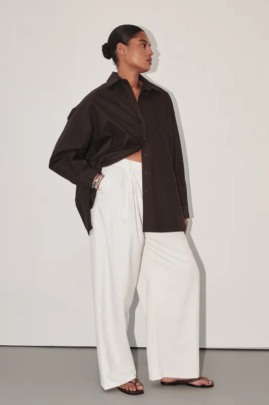 EASTON WHITE WIDE LEG LINEN PANT made by Dissh