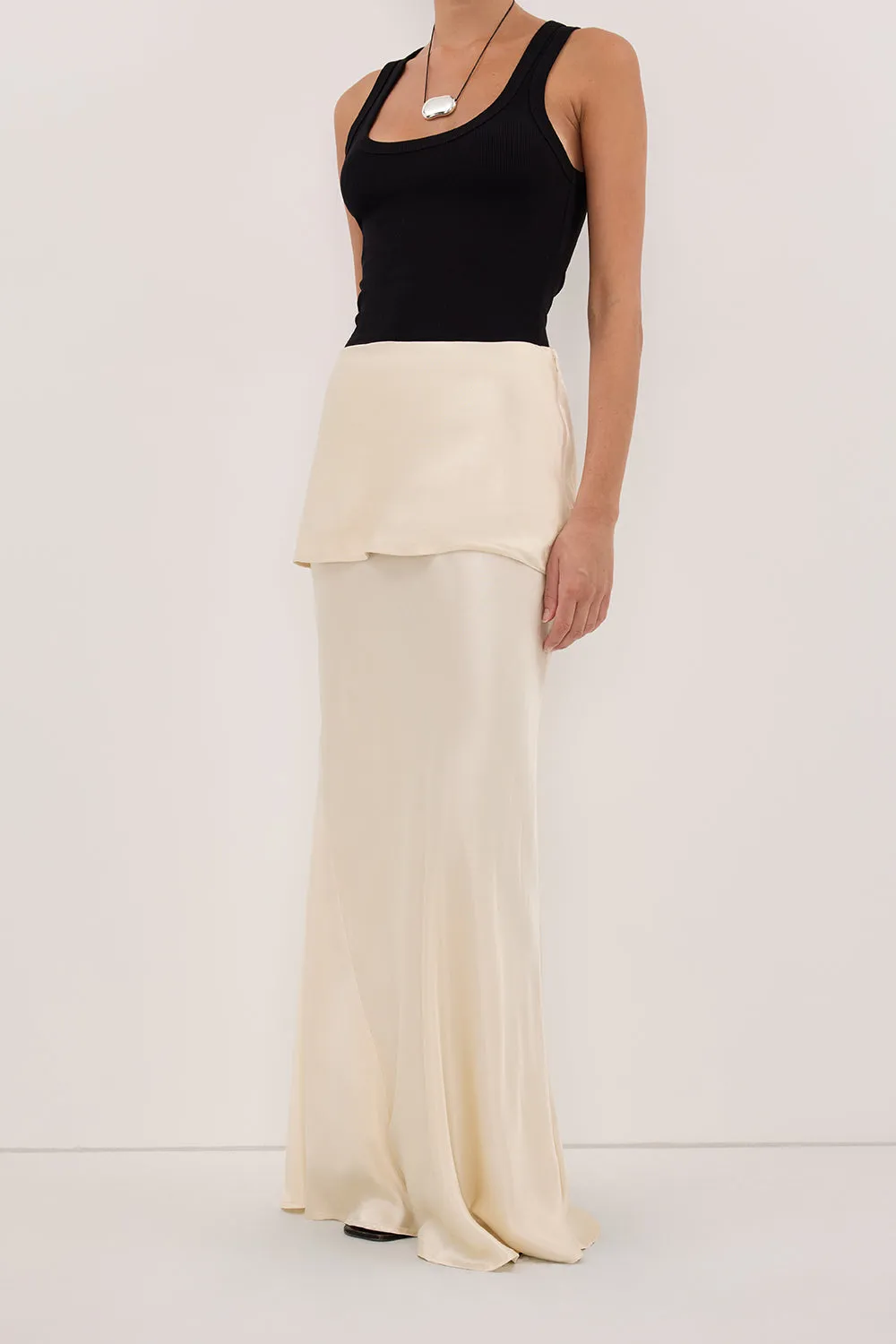 JELENA CREAM SATIN OVERLAY MAXI SKIRT sold by Dissh product image thumbnail 3