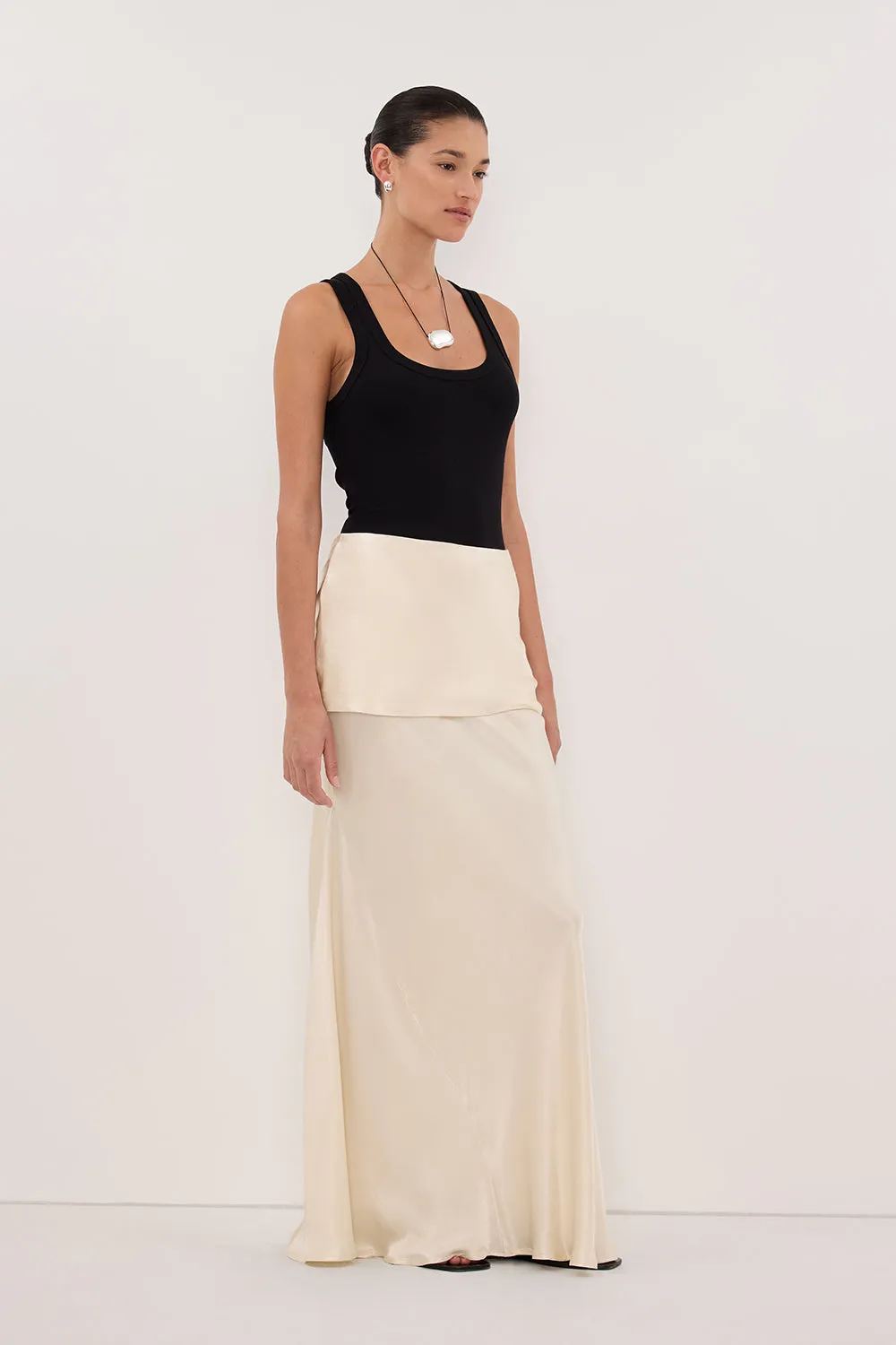 JELENA CREAM SATIN OVERLAY MAXI SKIRT sold by Dissh product image thumbnail 4