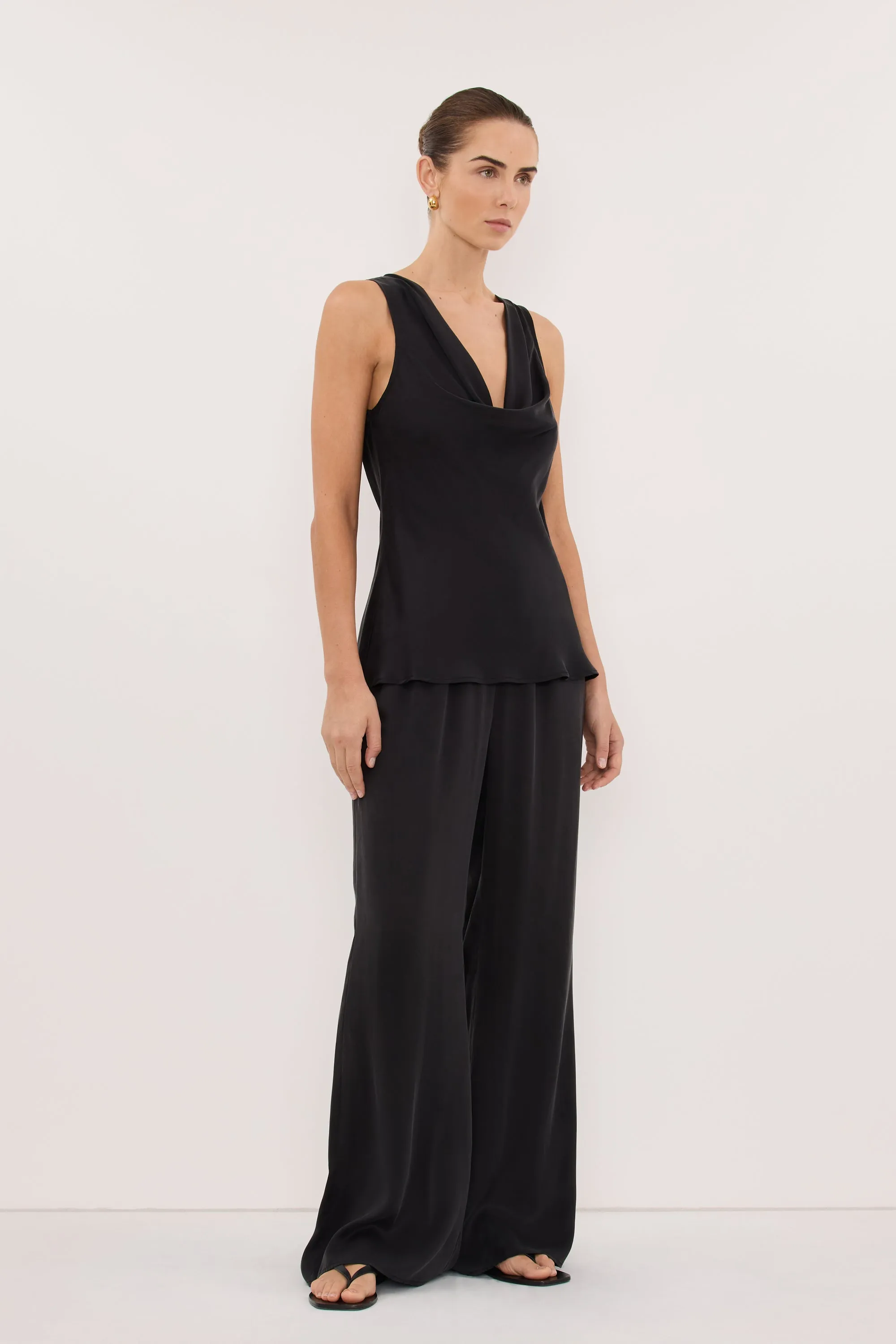 PEYTON BLACK SILK COWL TOP sold by Dissh product image thumbnail 3