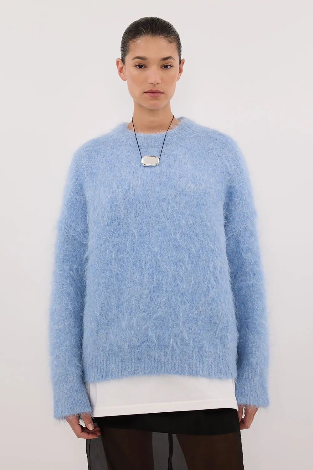 SALMA DUSTY BLUE CREW NECK KNIT JUMPER sold by Dissh product image thumbnail 3