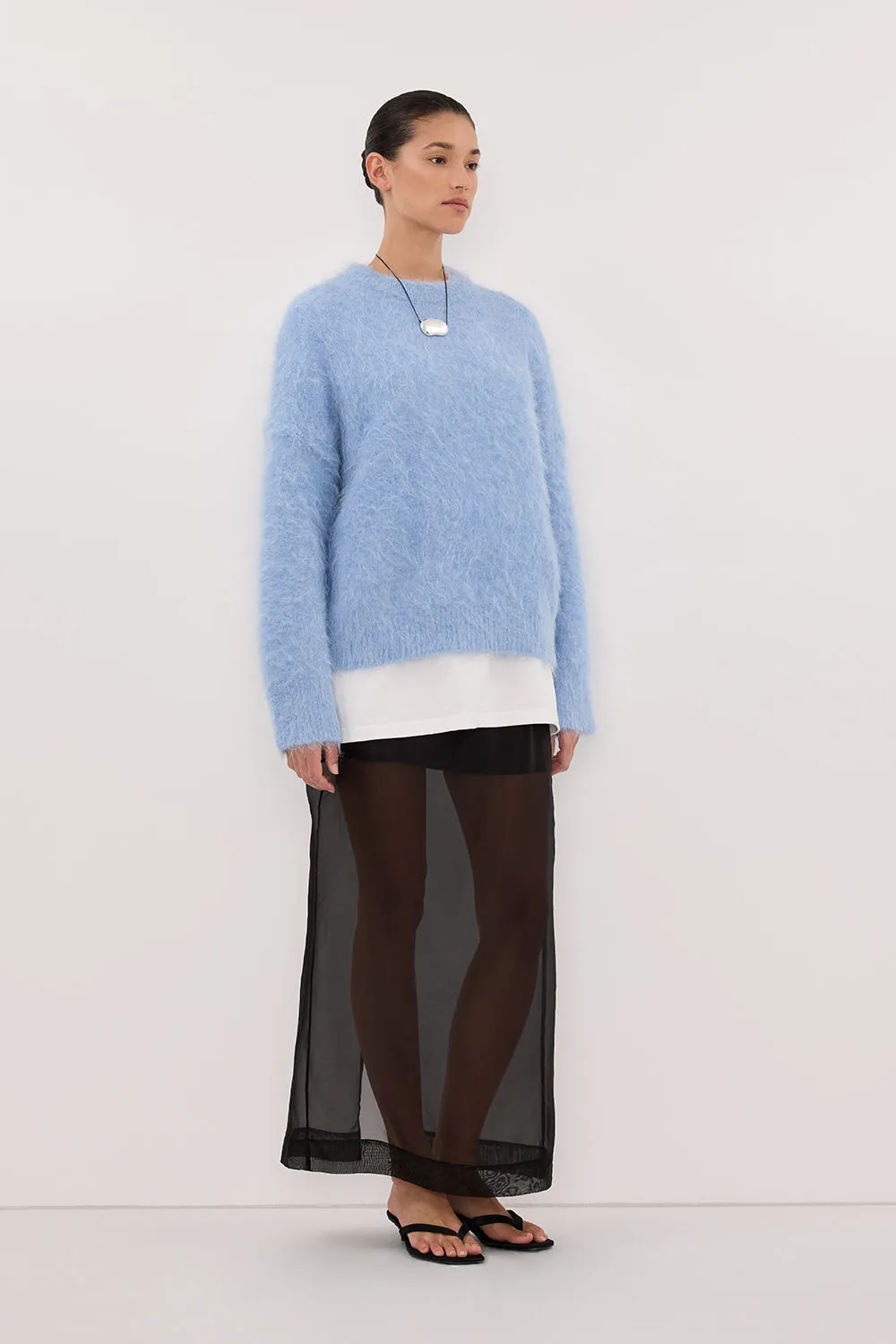 SALMA DUSTY BLUE CREW NECK KNIT JUMPER sold by Dissh product image thumbnail 4