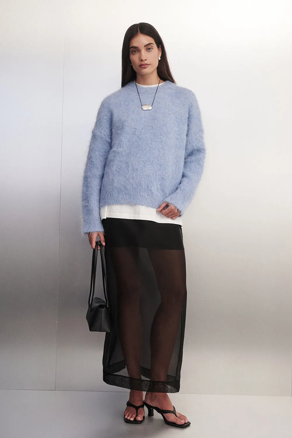 SALMA DUSTY BLUE CREW NECK KNIT JUMPER sold by Dissh