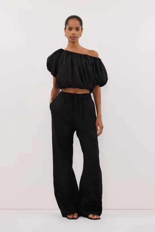 NOA BLACK LINEN PANT made by Dissh