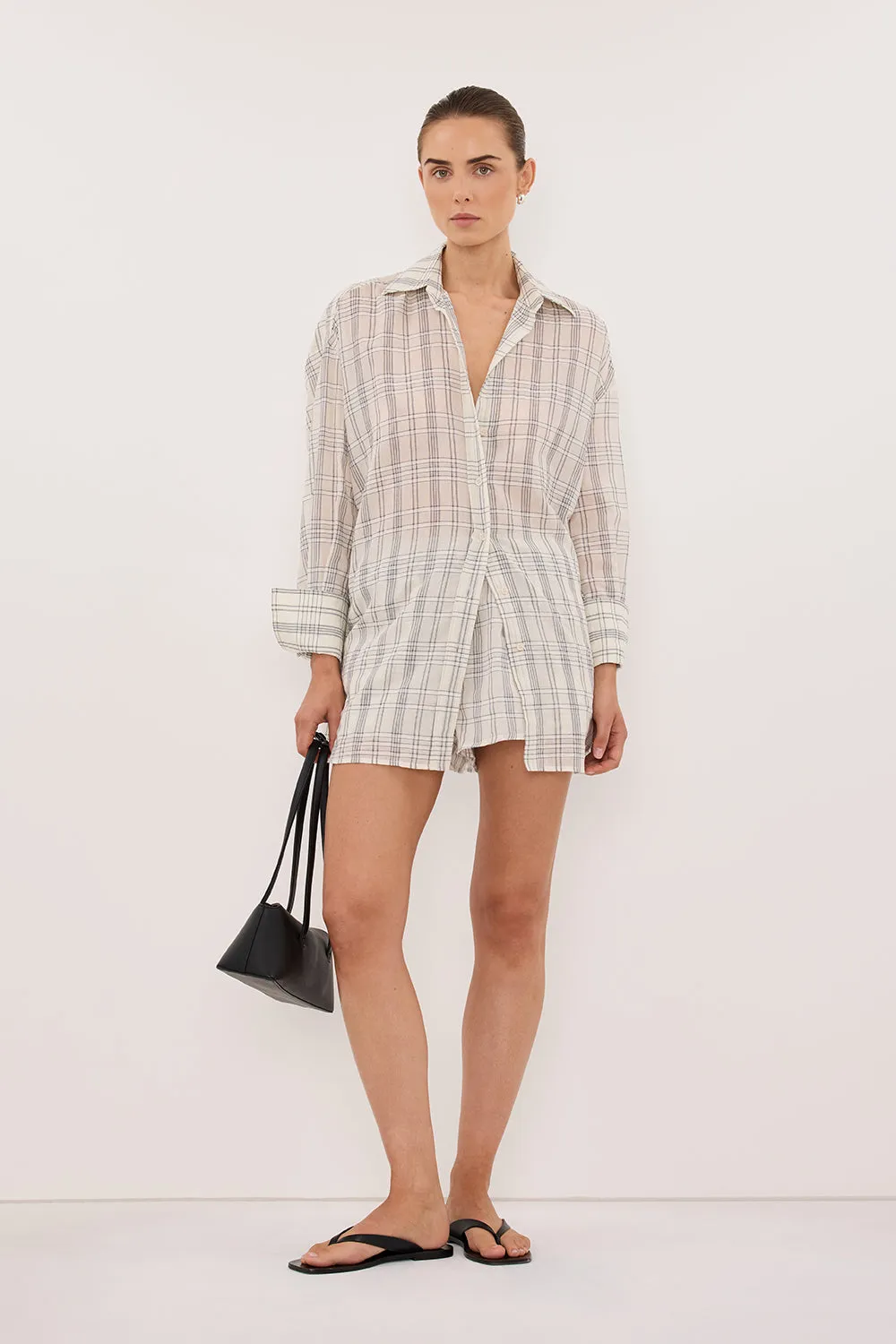PETRA OFF WHITE CHECK SHIRT sold by Dissh