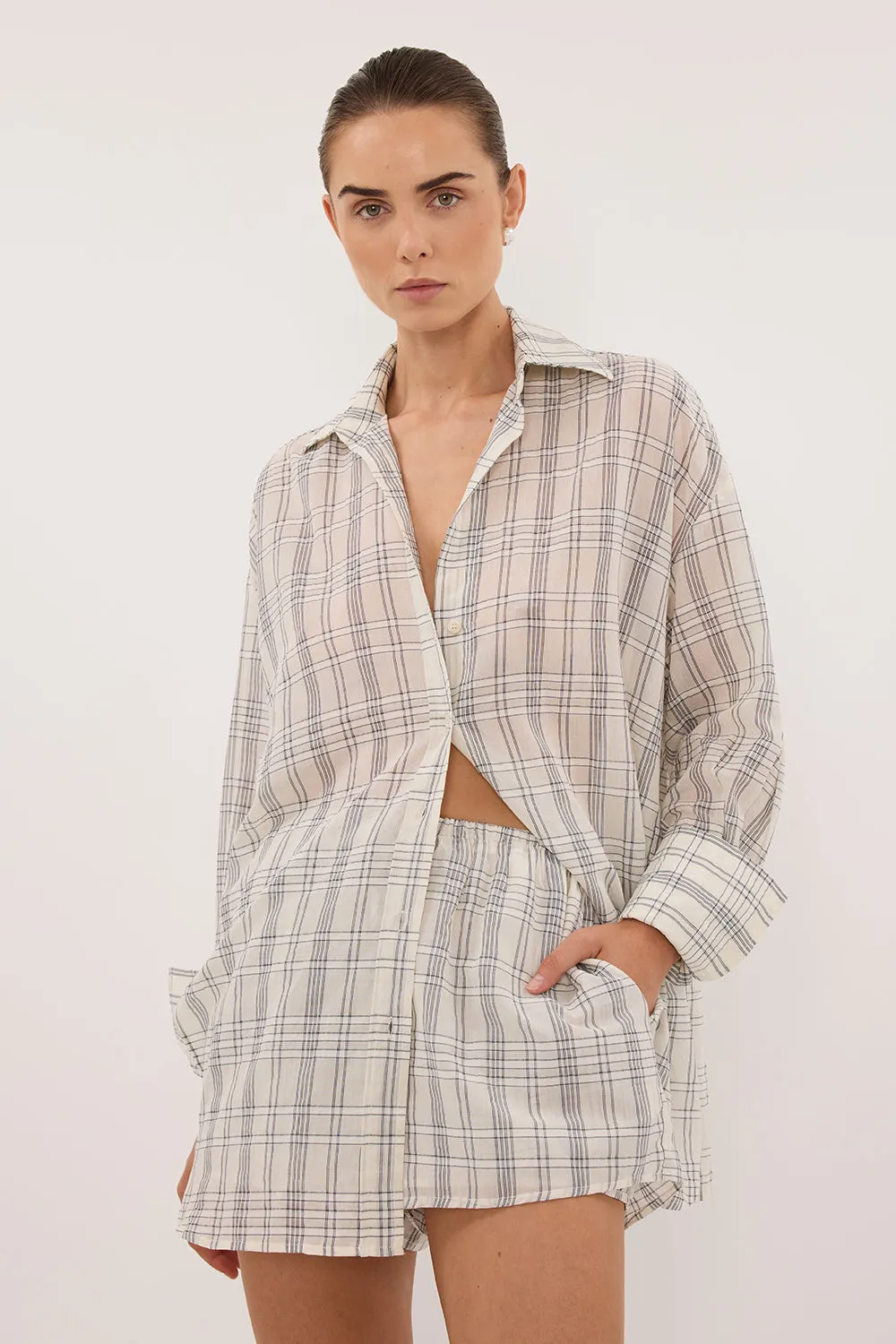PETRA OFF WHITE CHECK SHIRT sold by Dissh product image thumbnail 2
