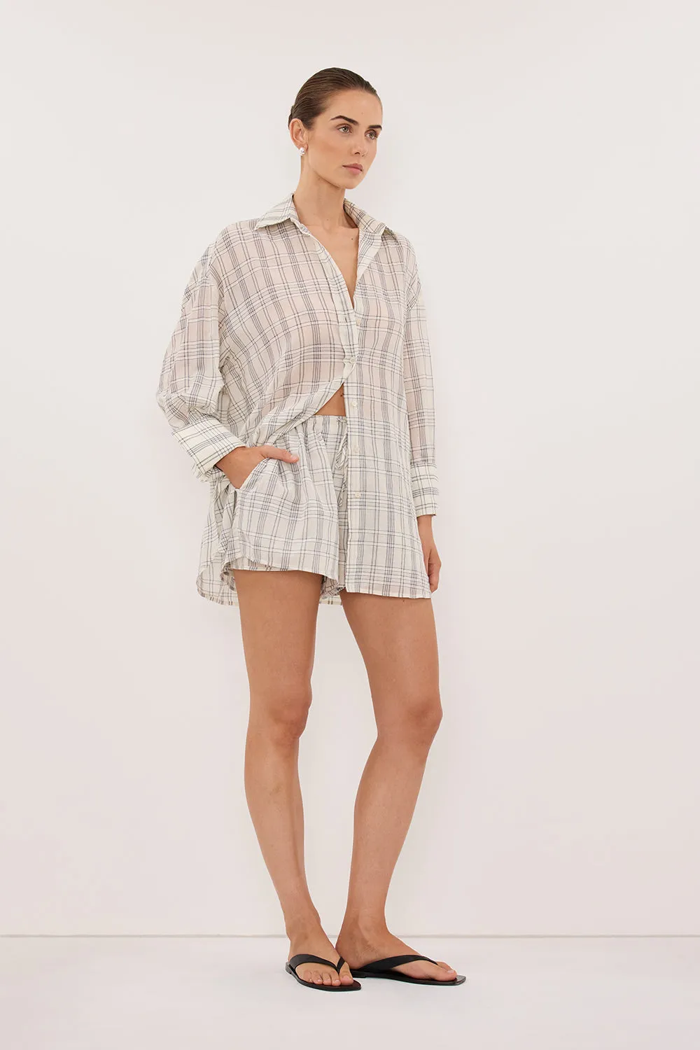 PETRA OFF WHITE CHECK SHIRT sold by Dissh product image thumbnail 3