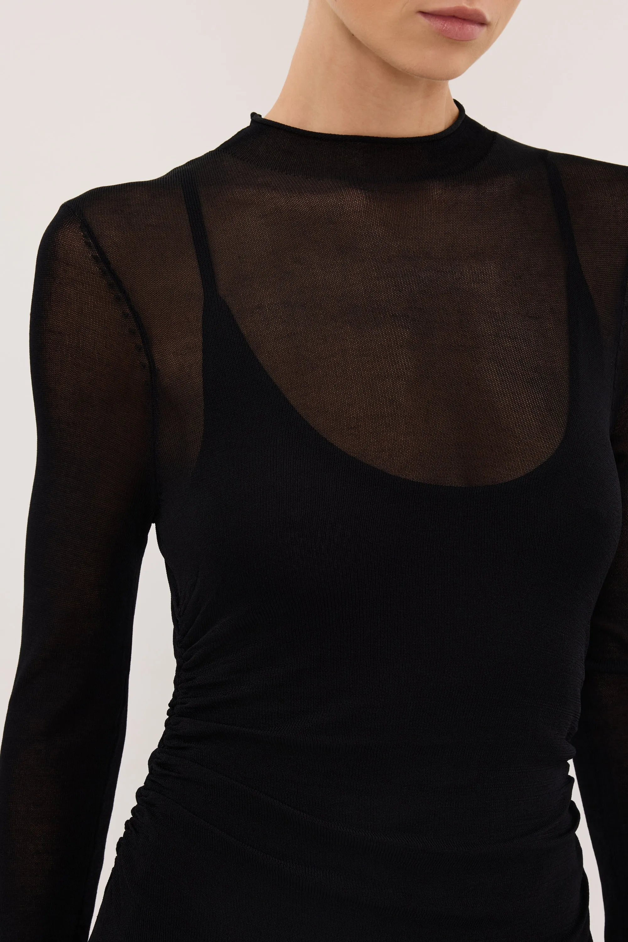 HAZEL BLACK LONG SLEEVE KNIT MIDI DRESS sold by Dissh product image thumbnail 5