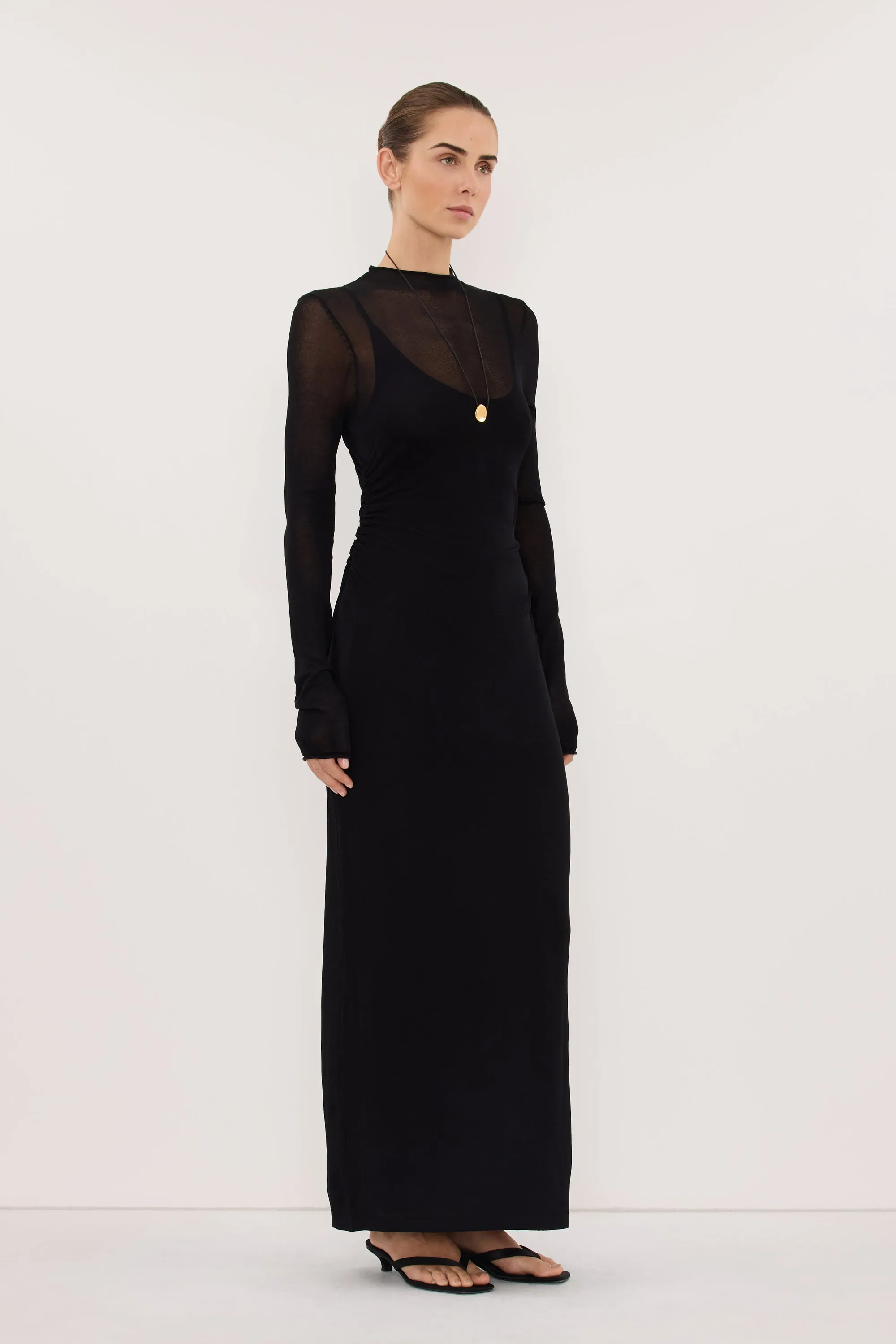 HAZEL BLACK LONG SLEEVE KNIT MIDI DRESS sold by Dissh product image thumbnail 3