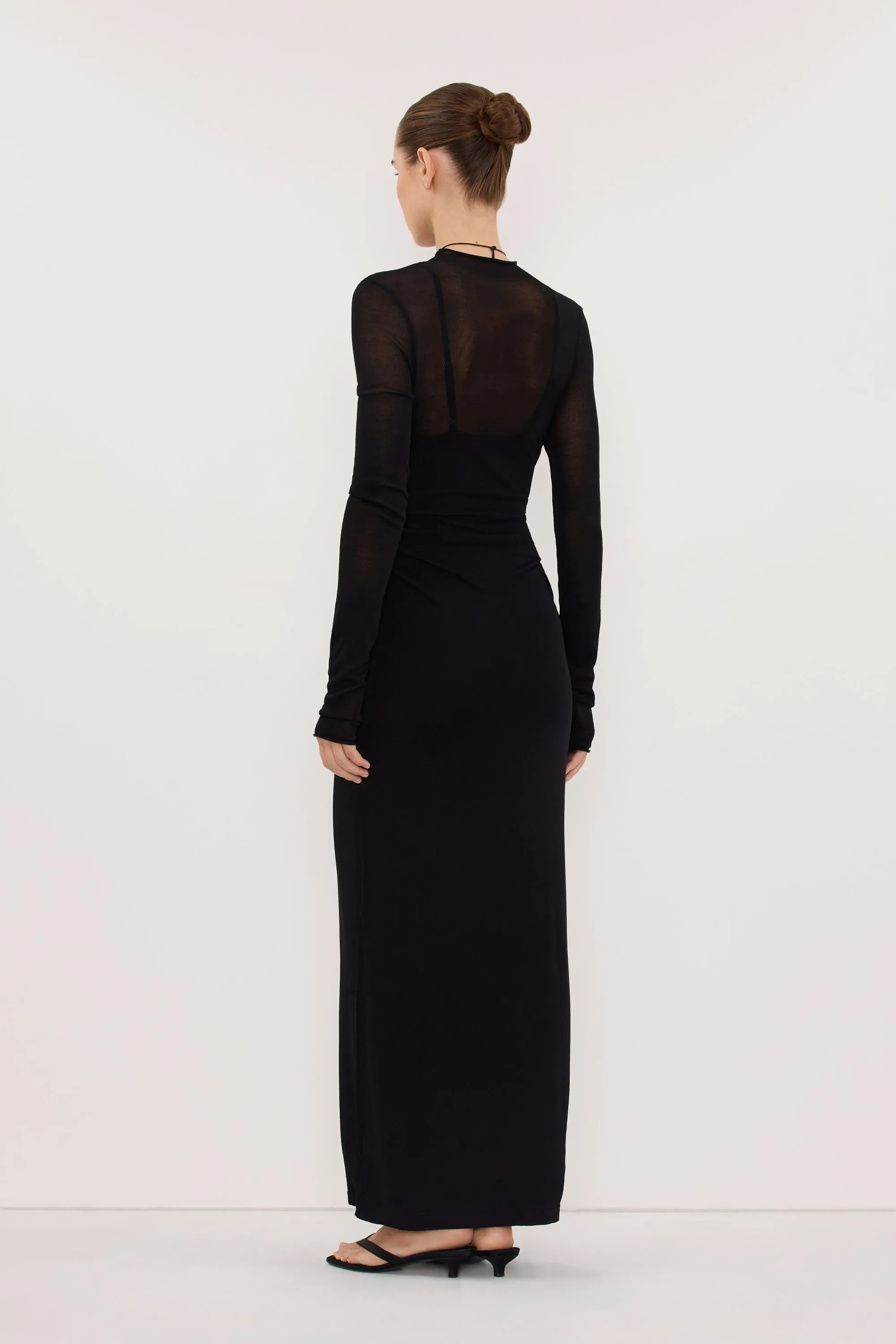 HAZEL BLACK LONG SLEEVE KNIT MIDI DRESS sold by Dissh product image thumbnail 4
