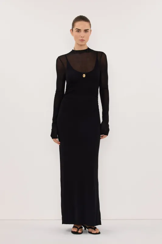 HAZEL BLACK LONG SLEEVE KNIT MIDI DRESS made by Dissh