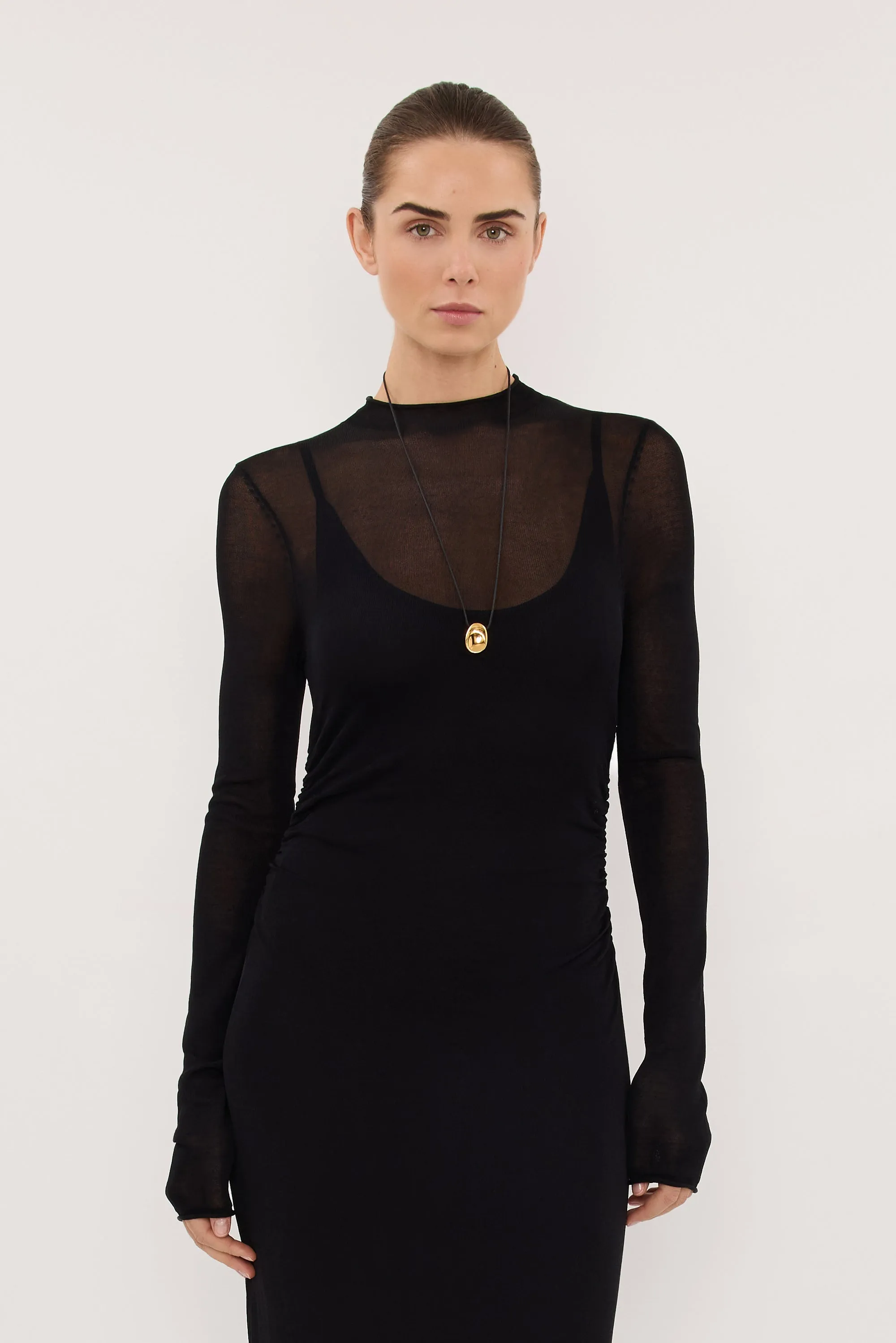 HAZEL BLACK LONG SLEEVE KNIT MIDI DRESS sold by Dissh product image thumbnail 2