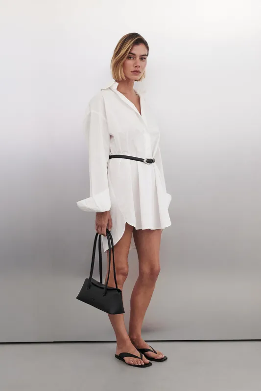 LULU LONGLINE WHITE COTTON SHIRT made by Dissh