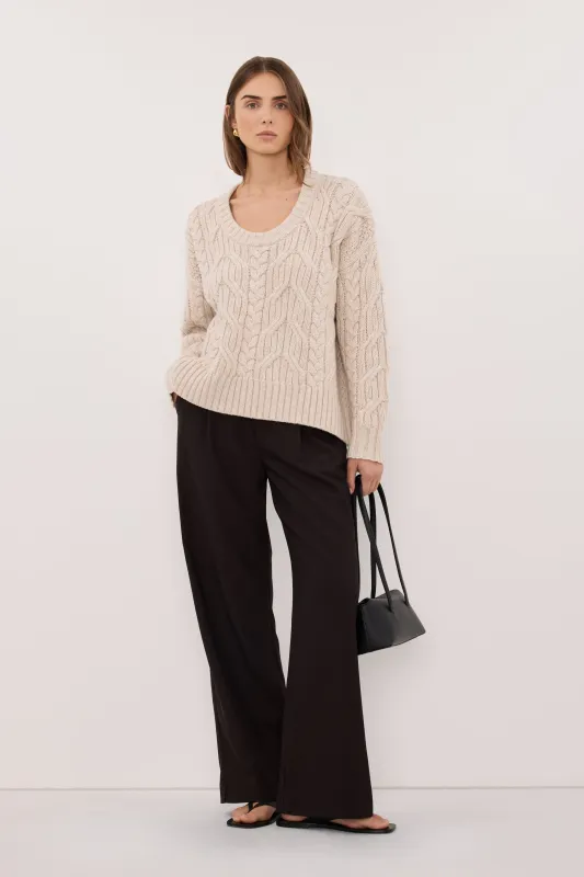 ROSE CHALK CABLE KNIT SWEATER made by Dissh
