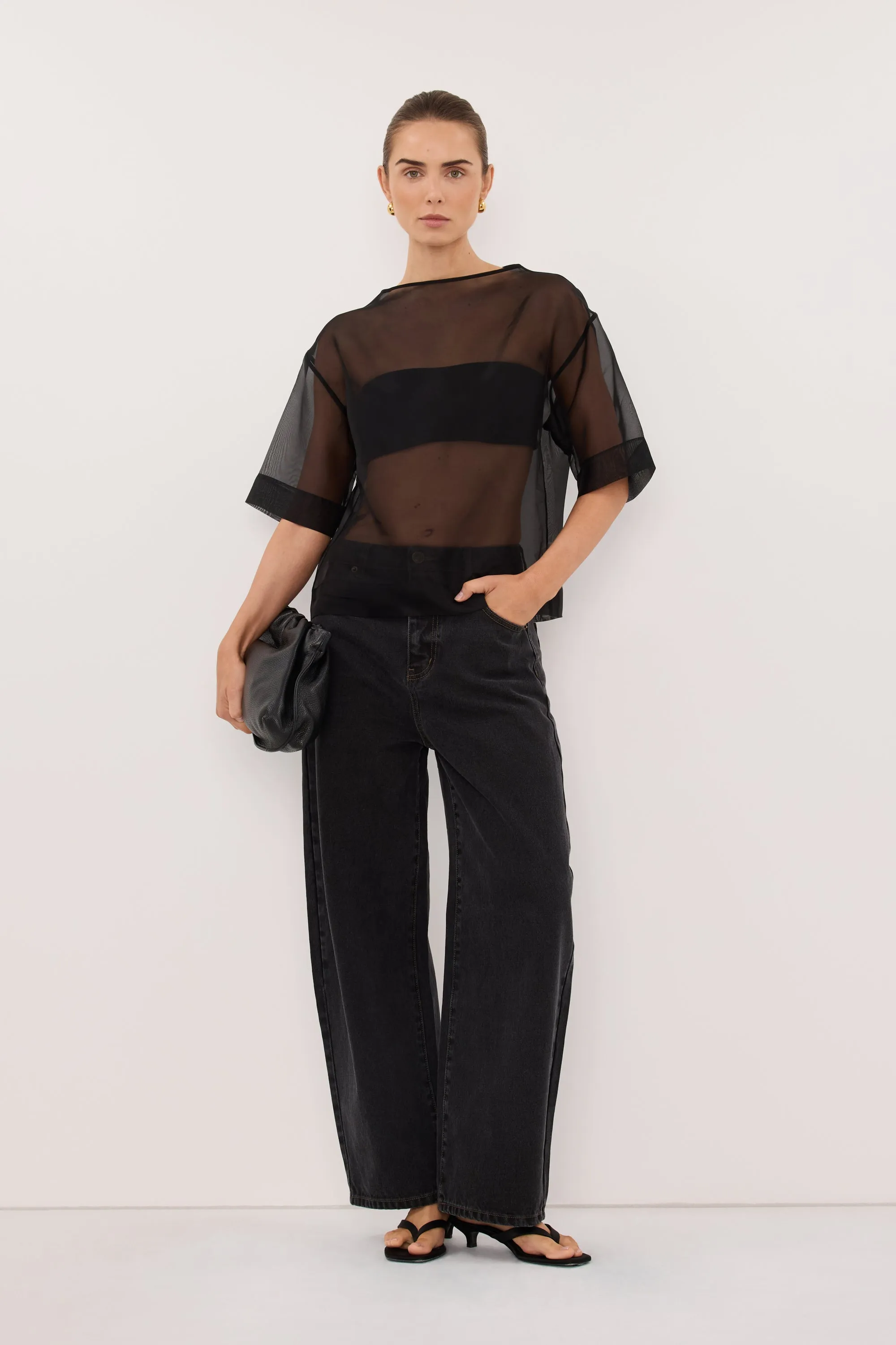 SIAN BLACK SILK ORGANZA TEE sold by Dissh product image thumbnail 2