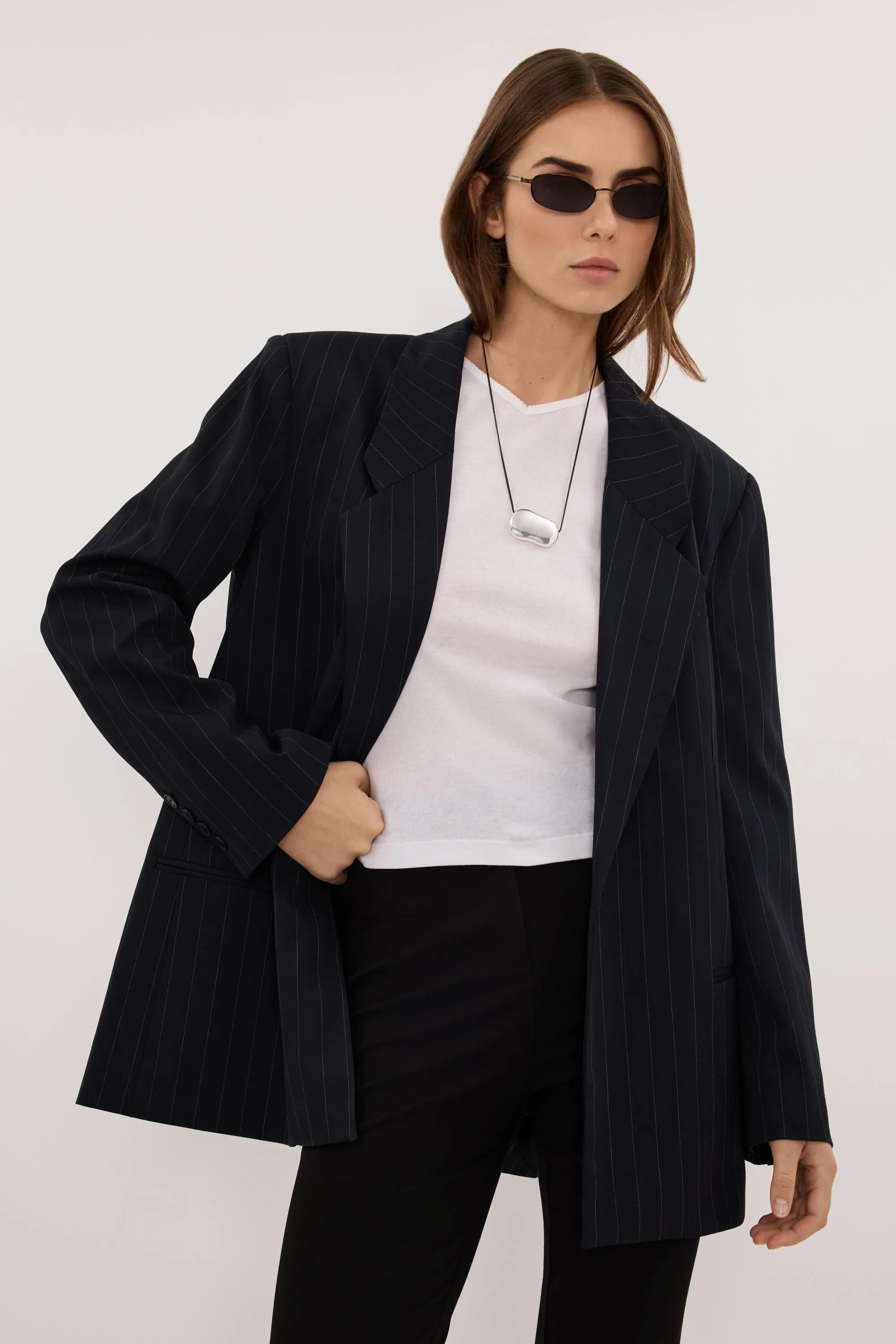 SIAN INK PINSTRIPE OVERSIZED BLAZER sold by Dissh product image thumbnail 3