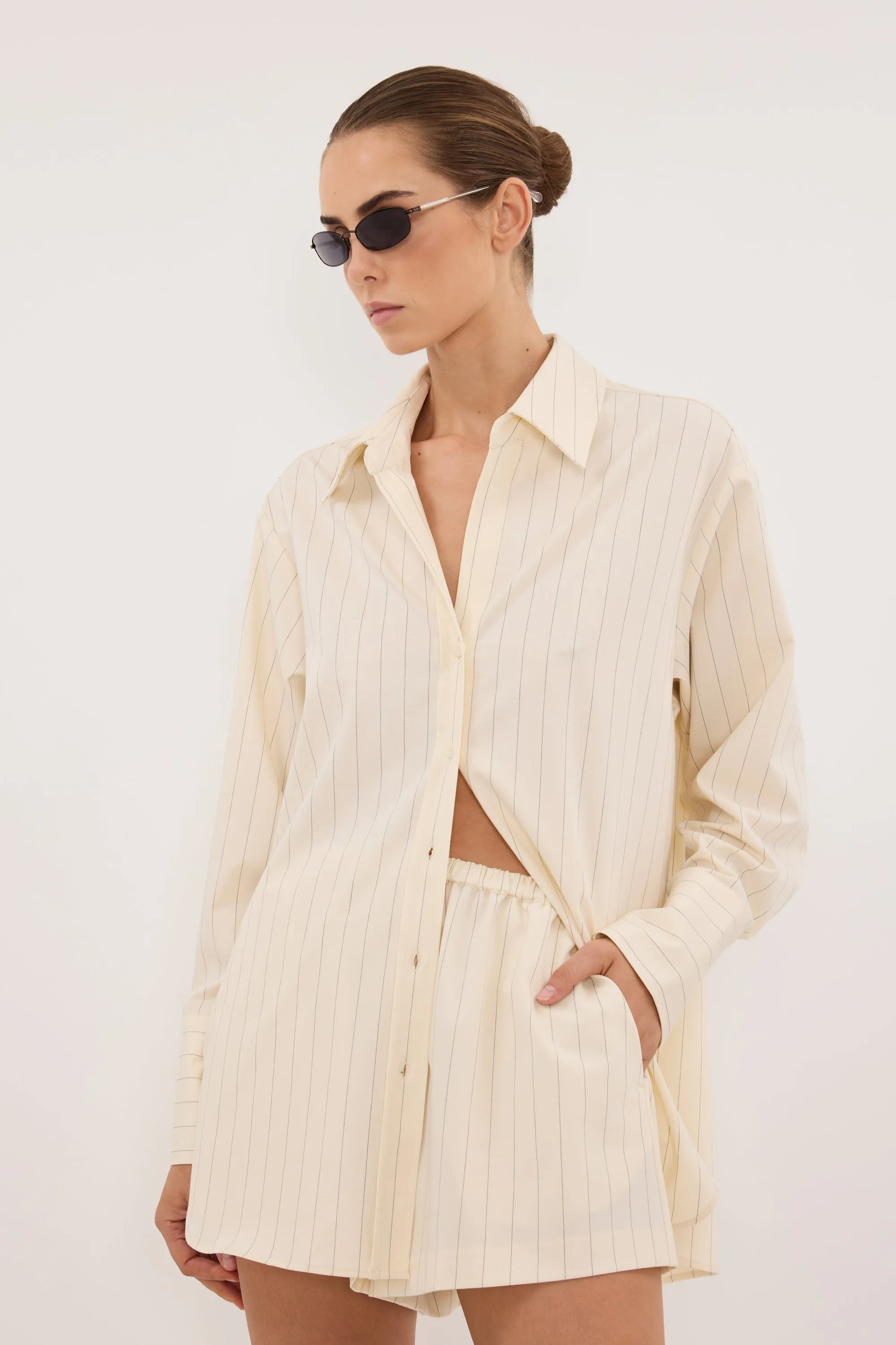 SIAN CREAM PINSTRIPE LONG SLEEVE SHIRT sold by Dissh product image thumbnail 2