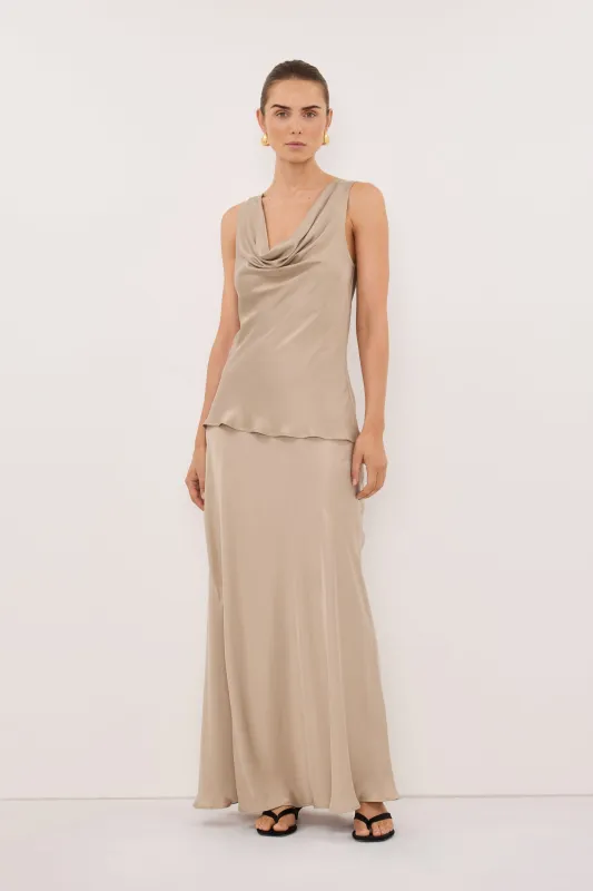 PEYTON GOLD SILK COWL TOP made by Dissh