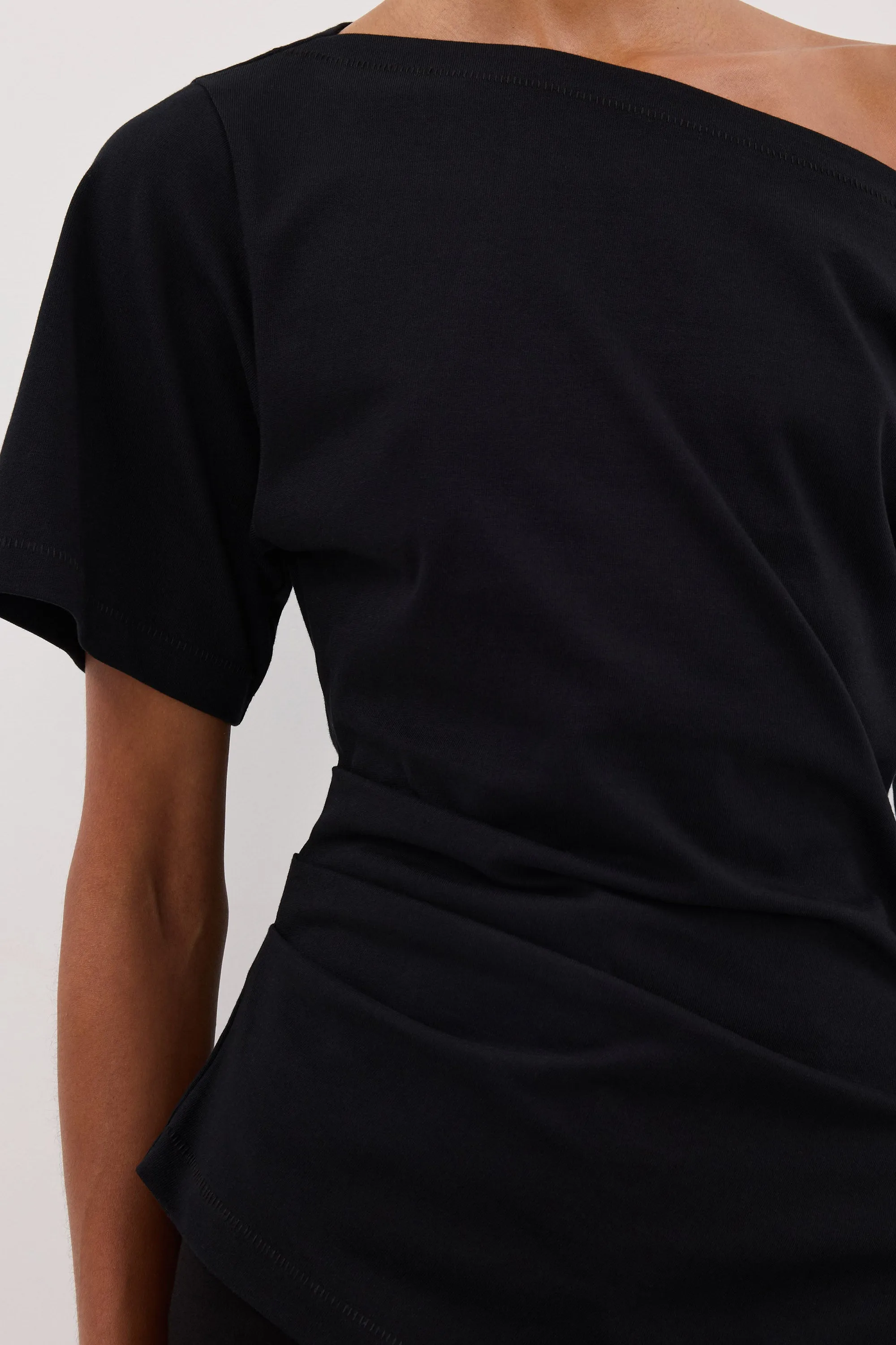 SWANN BLACK ASYM BOAT NECK TEE sold by Dissh product image thumbnail 5