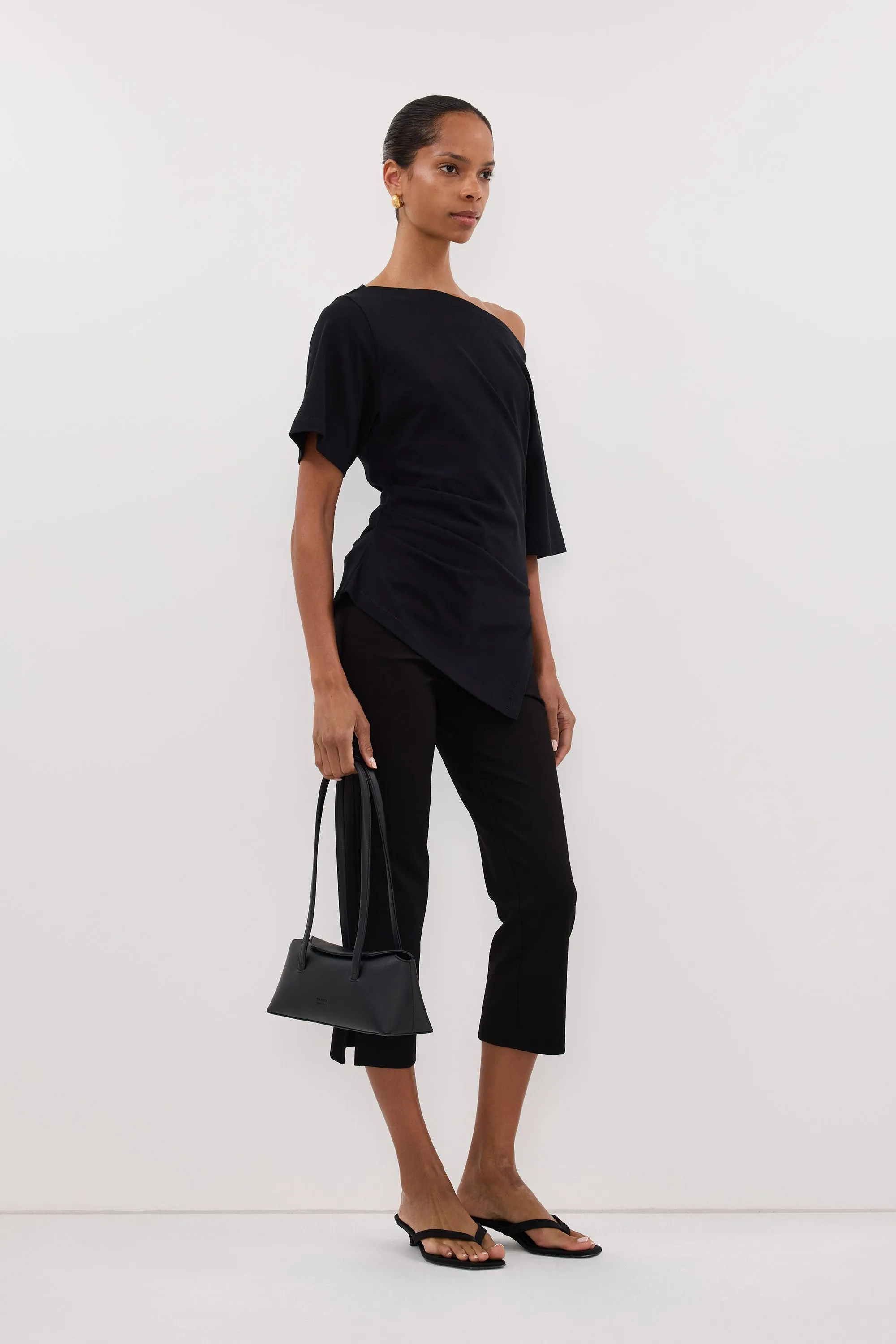 SWANN BLACK ASYM BOAT NECK TEE sold by Dissh product image thumbnail 3