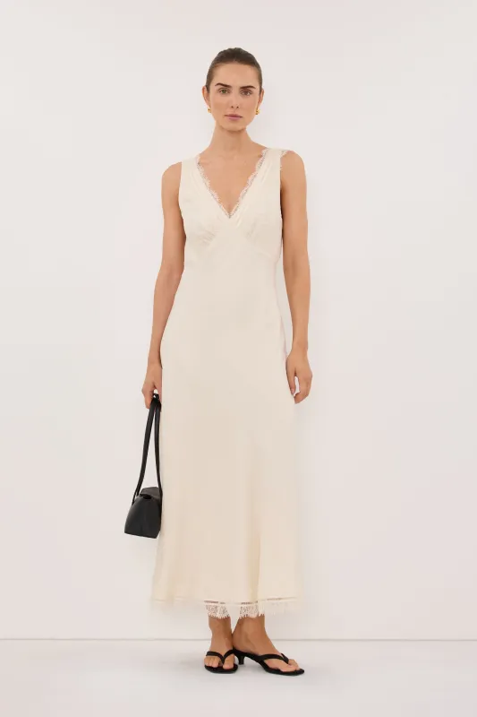 ANDREA SANDSTONE CUPRO MIDI DRESS made by Dissh